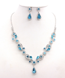 Rhinestone Necklace with Earrings NB300618 SVAQ